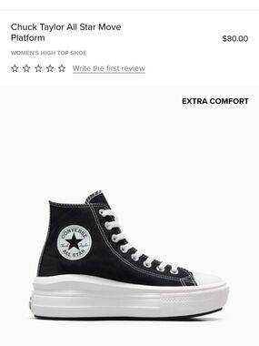 NWB Converse High Top All Star Move Platform Sneaker - Black